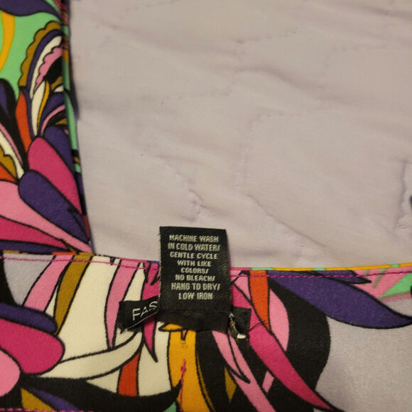 Fashion Nova MultiColor Tropical Wide Leg Flare Retro Style Women Casual Pant XL - Picture 9 of 9